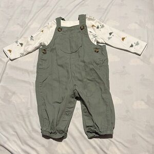 Carter's Olive Green Overalls with White Top